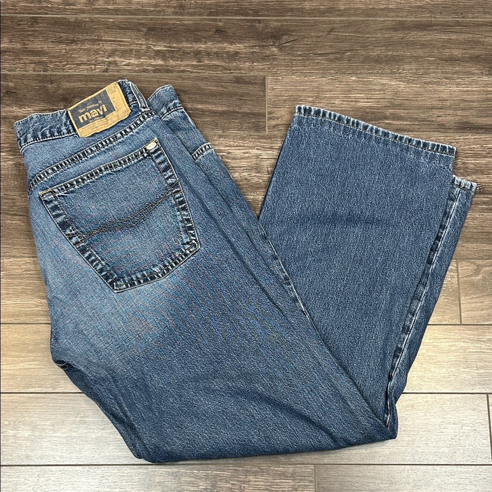 Mavi Men’s Jeans Size 34 Matt 100% Cotton Blue‎ Denim Pants Boot Cut Low Rise